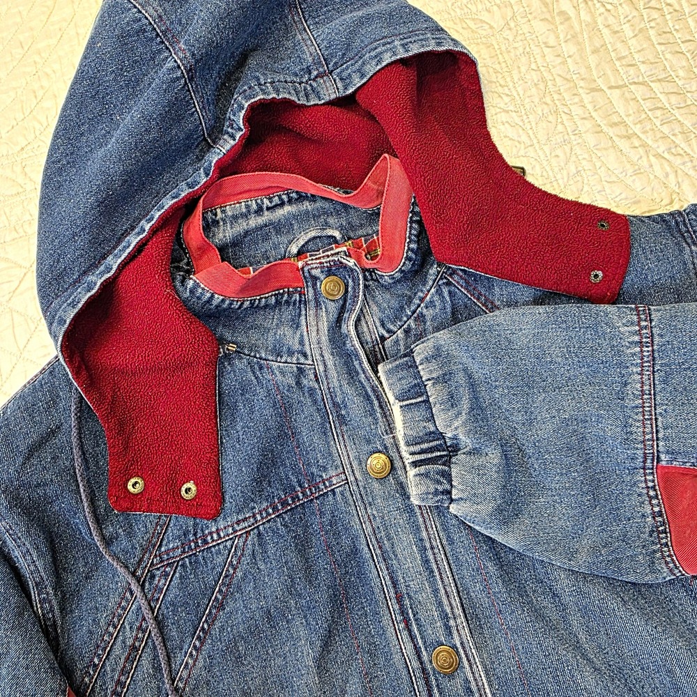 Vintage 90s CBO NY Womens 3X Colorblock Denim Parka Chore Coat Flannel Lined